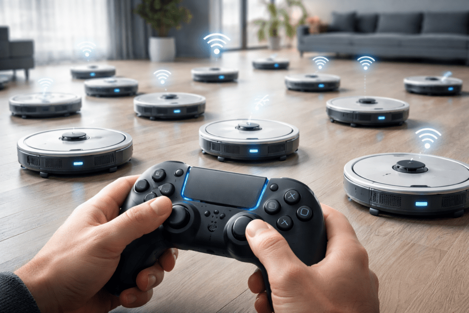 DJI Romo Security Breach: Illustration: PS Controller controls many Vacuum Robots at once